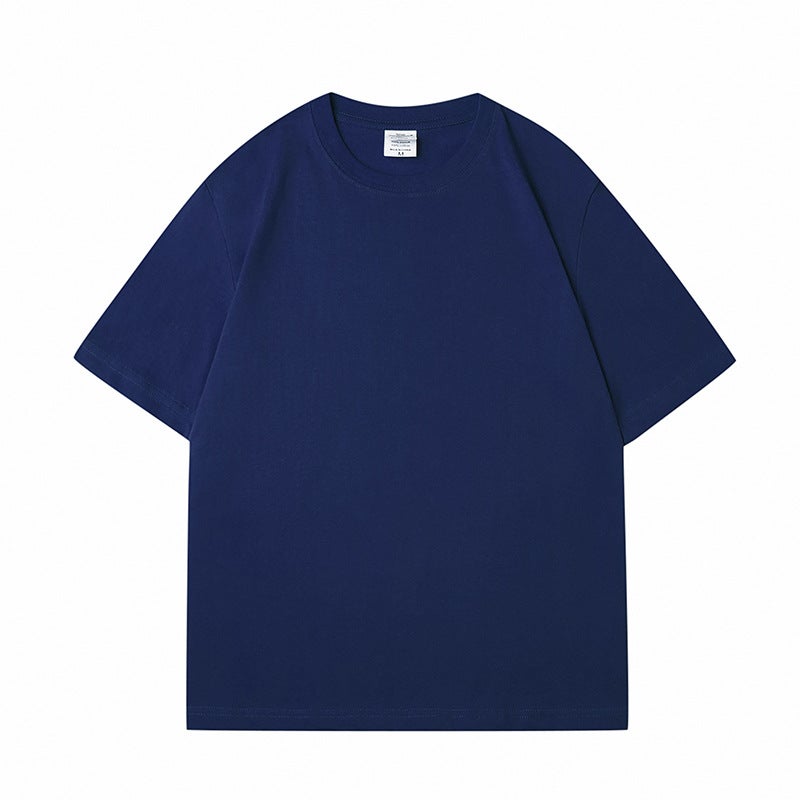 Solid Color Loose Short-Sleeve T-Shirt Promotional Shirt With Logo Printed Round Neck Work Uniform Cultural Shirt Class Uniform Embroidered Versatile Summer - Image 1