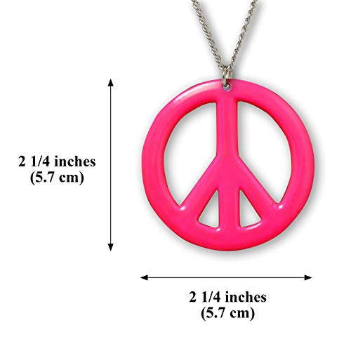Real Metal Hot Pink Hippie Peace Sign Pendant Necklace Enamel on Pewter Cosplay Jewelry - Image 3