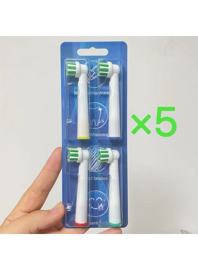 4 عبوات رؤوس فرشاة أسنان كهربائية بيضاء بديلة متوسطة النعومة متوافقة مع سلسلة Oral B - Image 1