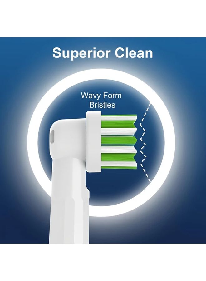 4 عبوات رؤوس فرشاة أسنان كهربائية بيضاء بديلة متوسطة النعومة متوافقة مع سلسلة Oral B - Image 4