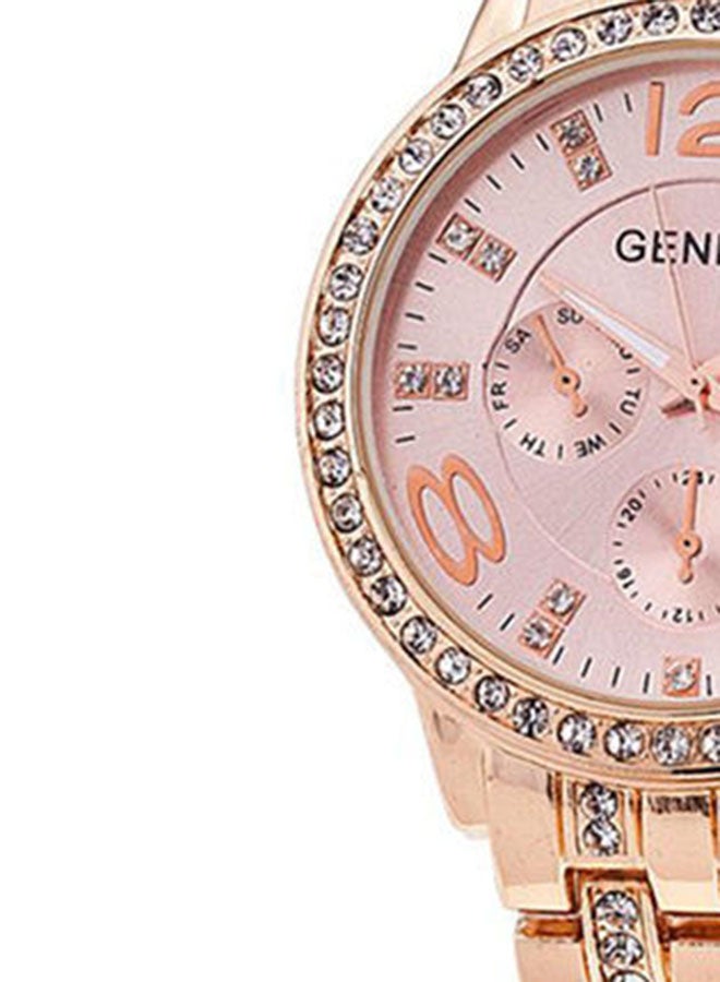 جنيفا Women's Water Resistant Stainless Steel Analog Watch AWNTG-01-W0010 - 37 mm - Rose Gold - Image 4
