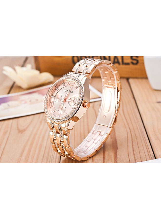 جنيفا Women's Water Resistant Stainless Steel Analog Watch AWNTG-01-W0010 - 37 mm - Rose Gold - Image 2