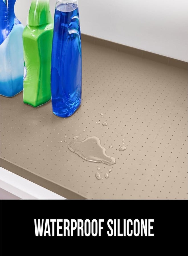 GORILLA GRIP Waterproof Silicone Under Sink Mat with Raised Lip for Kitchen and Bathroom, Cabinet Shelf Liner Stay in Place Mats Dishwasher Safe Drawer Liner, Organizer Tray, 15 x 22 in, Beige - Image 3