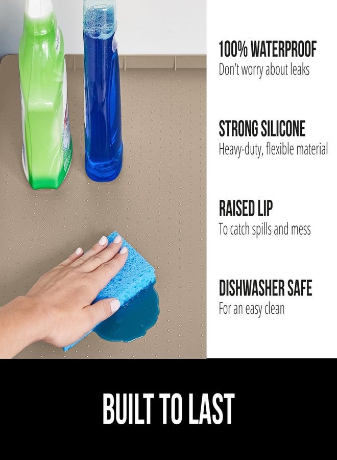 GORILLA GRIP Waterproof Silicone Under Sink Mat with Raised Lip for Kitchen and Bathroom, Cabinet Shelf Liner Stay in Place Mats Dishwasher Safe Drawer Liner, Organizer Tray, 15 x 22 in, Beige - Image 2