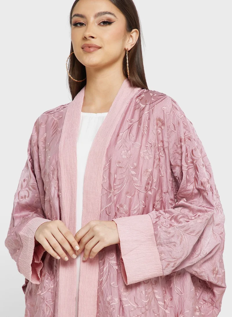 hayas closet Cape Sleeve Embroidered Abaya