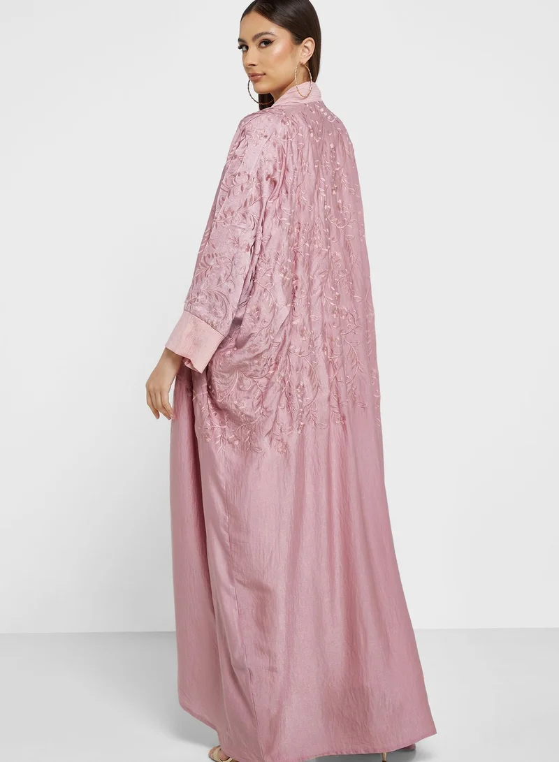 hayas closet Cape Sleeve Embroidered Abaya