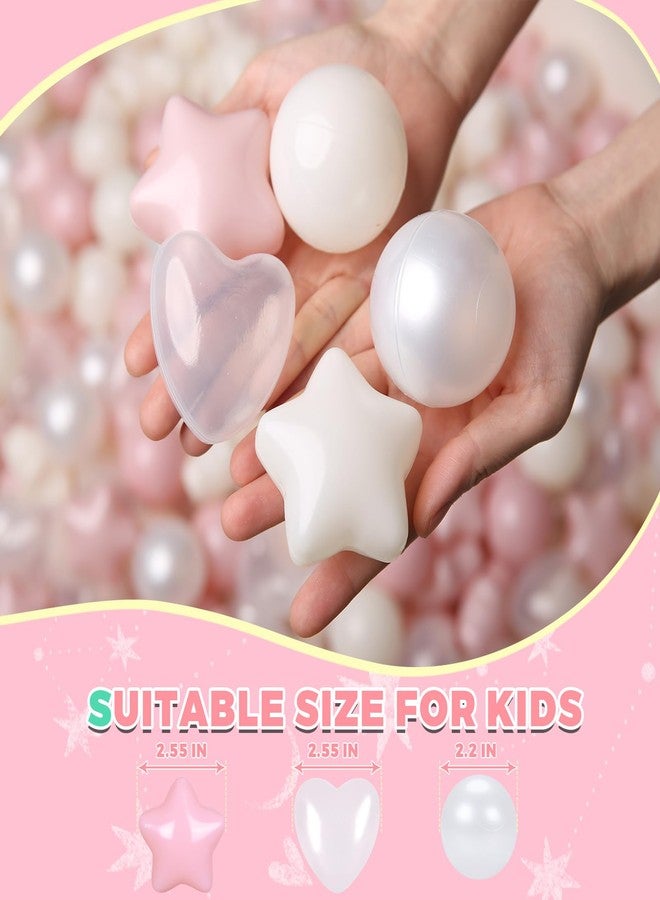 TRENDPLAYBall Pit Balls Star and Heart Shapes for Toddlers - 100 Count Plastic Balls for Ball Pit Fun and Play, Pink+ Beige+ Pearl White - Image 3