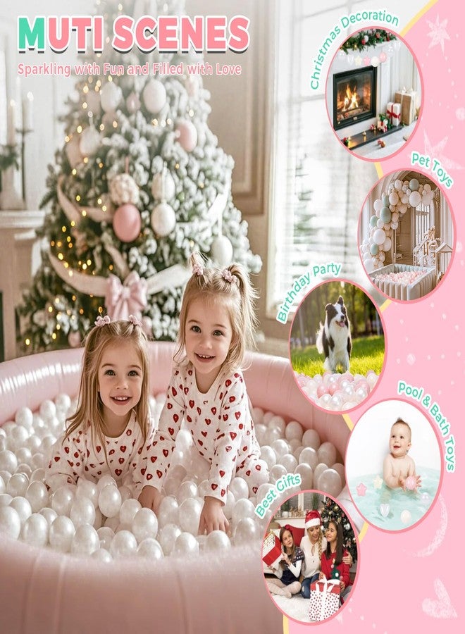 TRENDPLAYBall Pit Balls Star and Heart Shapes for Toddlers - 100 Count Plastic Balls for Ball Pit Fun and Play, Pink+ Beige+ Pearl White - Image 4
