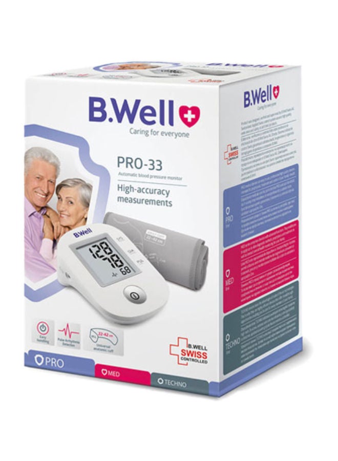 B.Well جهاز قياس ضغط الدم الأوتوماتيكي مع سوار مقاس M-L – PRO 33 - Image 1