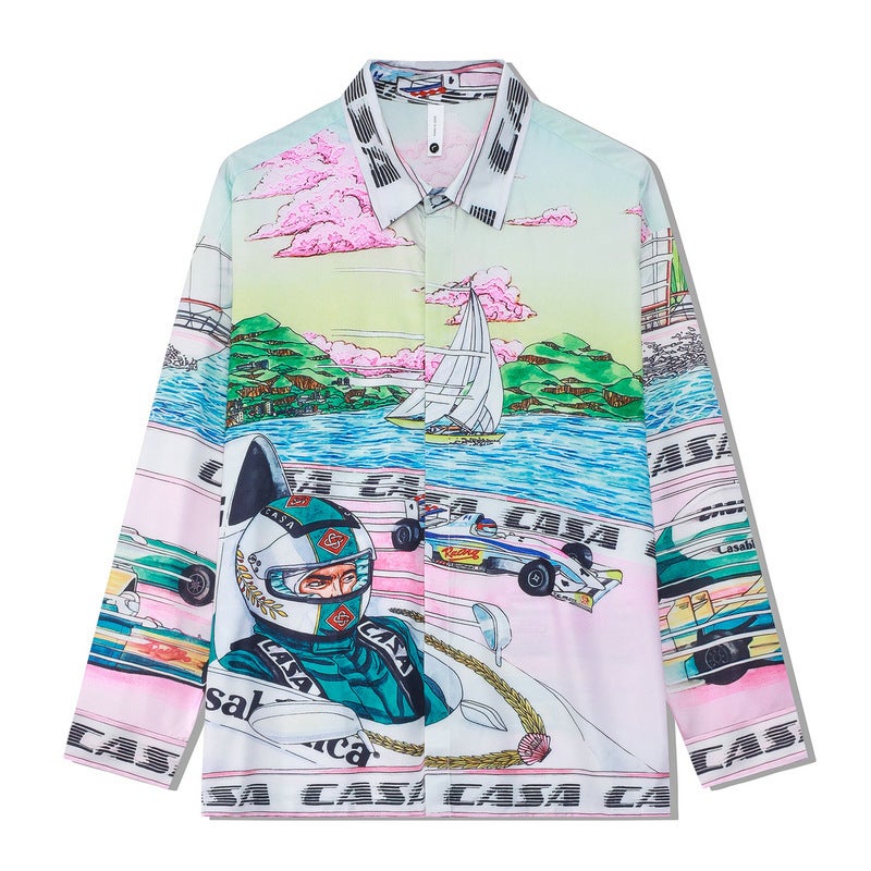Chao Shens Retro Chao Brand European and American High Street Racing Casual Long Sleeve Shirt Casual Beach Mens Loose Cardigan CXU27