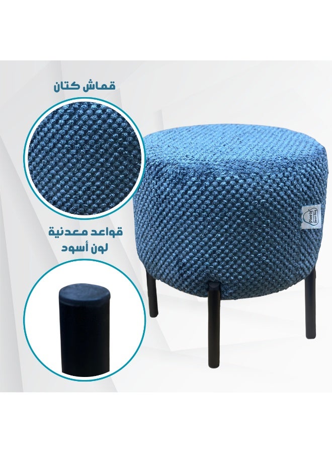 بكسل بين باج مقعد عثماني دائري قماش الكتان من بكسل بين باج بقواعد معدنية، لغرفة المعيشة وغرفة النوم - Image 3