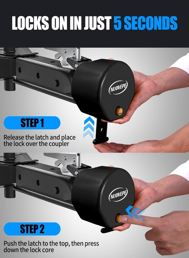 NUOVEPE Trailer Hitch Locks Coupler Tongue: Black - Image 4