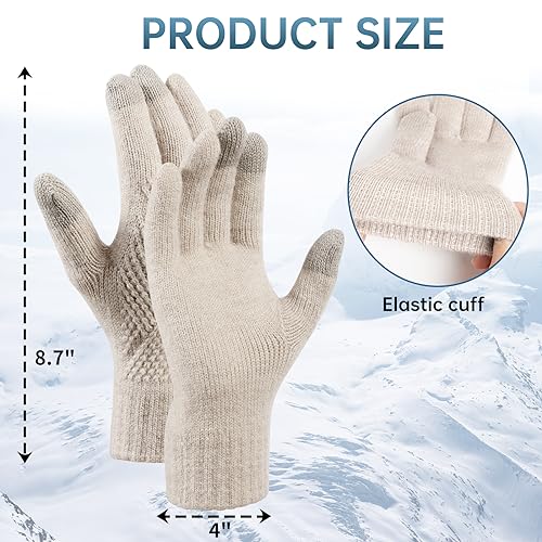 TOBEHIGHER Winter Gloves - Gloves for Women Cold Weather, Touch Screen Winter Gloves Women Warm Alpaca Fleece Knit Gloves - Image 3