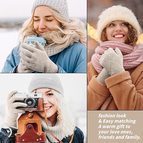 TOBEHIGHER Winter Gloves - Gloves for Women Cold Weather, Touch Screen Winter Gloves Women Warm Alpaca Fleece Knit Gloves - Image 2