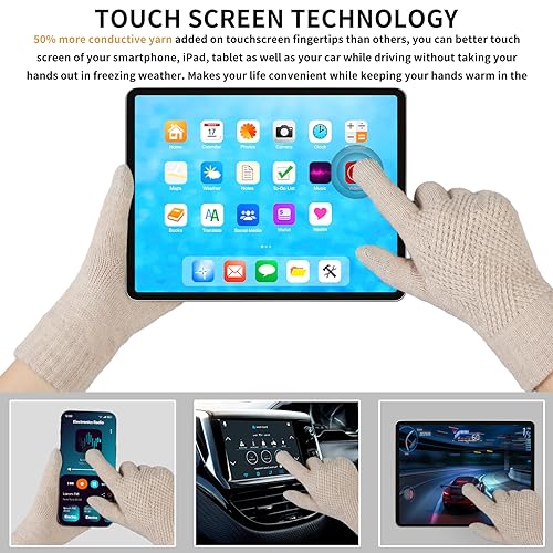 TOBEHIGHER Winter Gloves - Gloves for Women Cold Weather, Touch Screen Winter Gloves Women Warm Alpaca Fleece Knit Gloves - Image 4