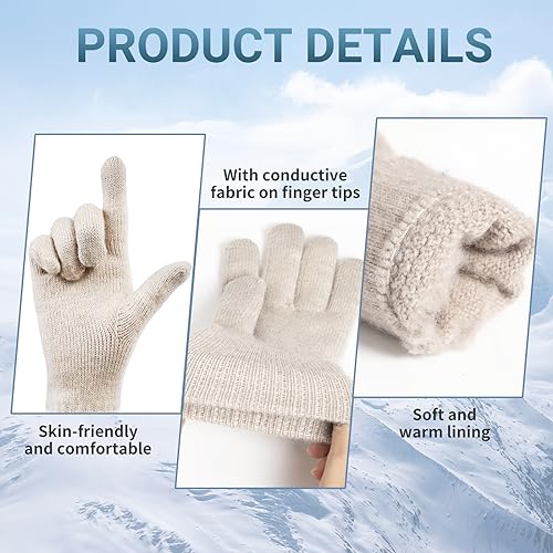 TOBEHIGHER Winter Gloves - Gloves for Women Cold Weather, Touch Screen Winter Gloves Women Warm Alpaca Fleece Knit Gloves - Image 5