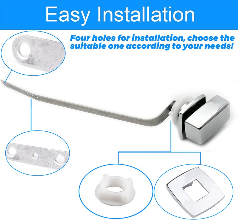 VALLVATER Toilet Flush Handle Replacement, Side Mount Extended Trip Lever Tank Fit for Kohler 3384/3722 Kit, Polished Chrome 10.6“ Trip Lever - Image 2