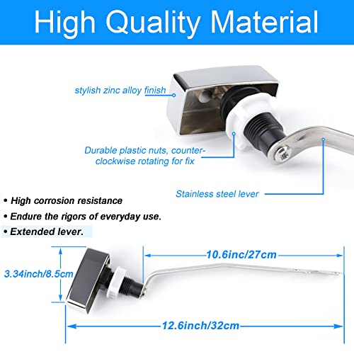 VALLVATER Toilet Flush Handle Replacement, Side Mount Extended Trip Lever Tank Fit for Kohler 3384/3722 Kit, Polished Chrome 10.6“ Trip Lever - Image 3