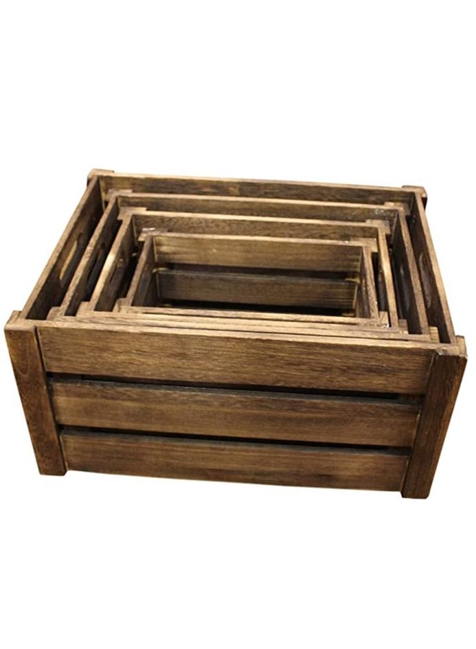 FFD Wooden Nesting Crates Set of 4 Wood Storage Boxes Decorative Wooden Storage Box - Image 5
