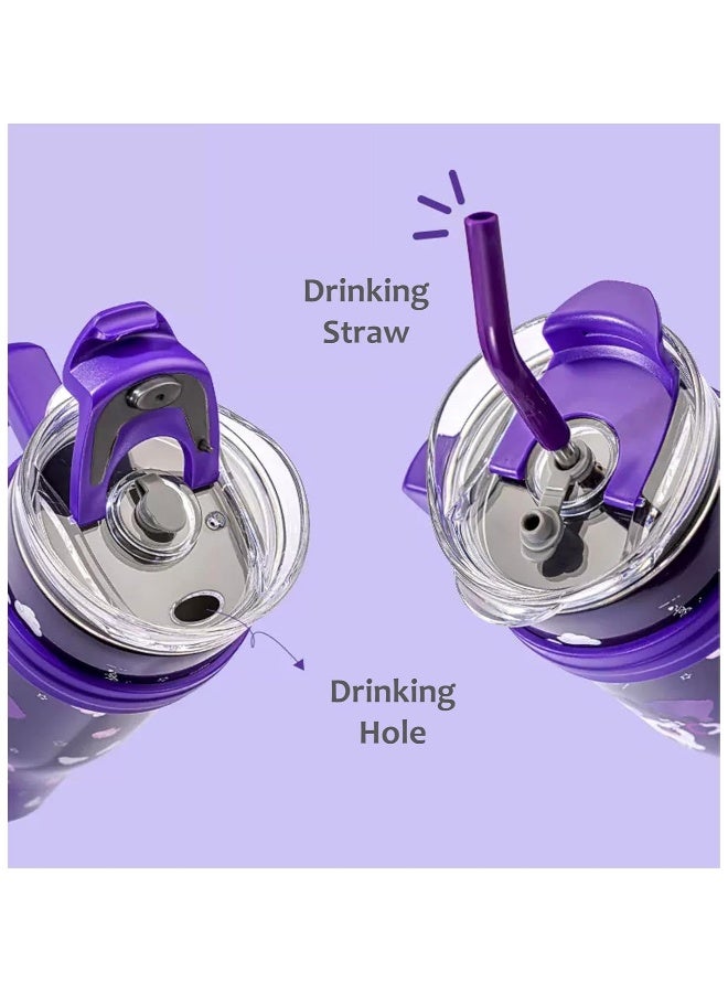 Generic Kuromi Stainless Steel Insulated Mug with Lid, Straw and Handle 1200ml - , Purple - Image 2