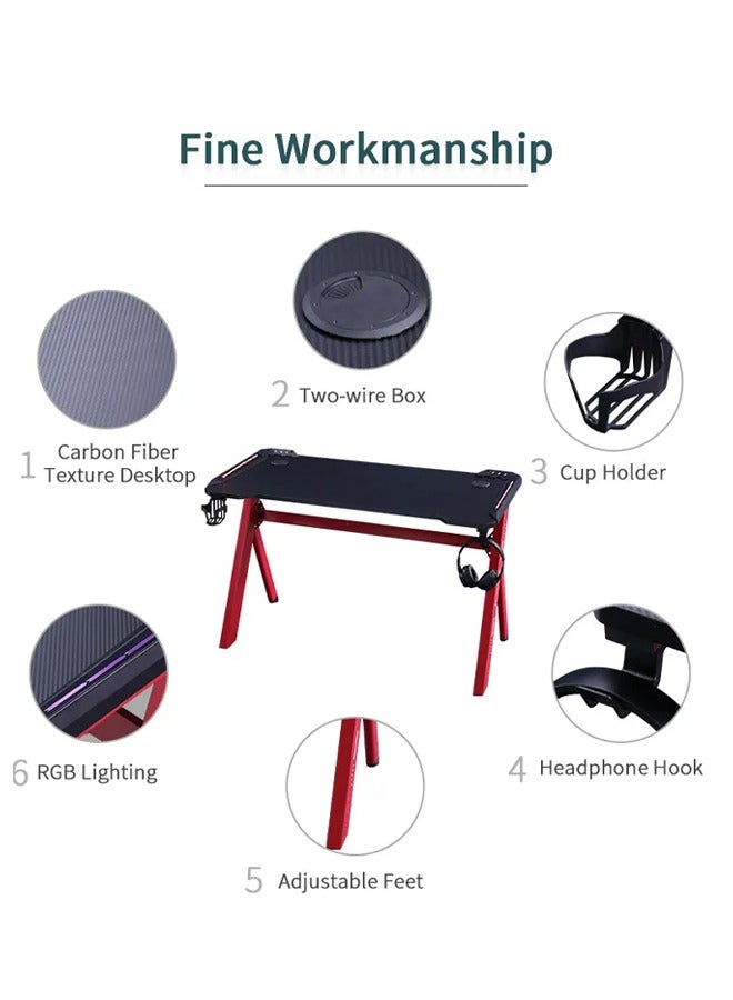 NKX Ergonomic Gaming and Computer Desk with LED Lights 120 CM - Image 3