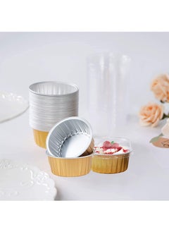 Garlo Aluminum Cupcake Pans with Lids,50pcs 130ml Muffin Liners Cups, Disposable Foil Ramekins, Aluminum Foil Baking Cups, Cupcake Baking Cups, Aluminum Foil Cupcake Holders Pans with Lids  - Image 5