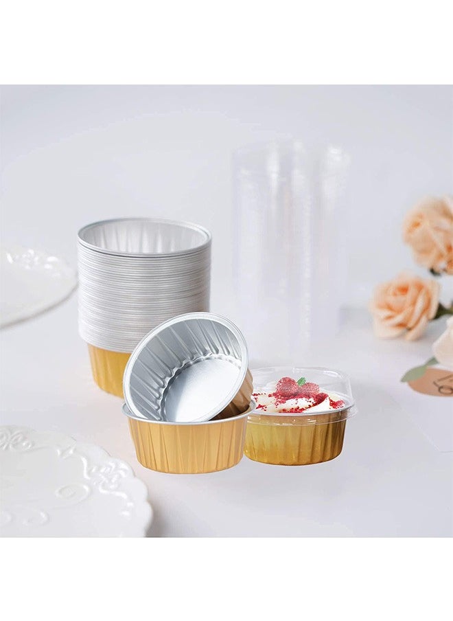 Garlo Aluminum Cupcake Pans with Lids,50pcs 130ml Muffin Liners Cups, Disposable Foil Ramekins, Aluminum Foil Baking Cups, Cupcake Baking Cups, Aluminum Foil Cupcake Holders Pans with Lids  - Image 5