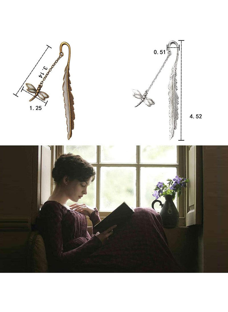 Generic - Bookmarks Glow in The Dark Bookmarks Metal Feather Dragonfly Luminous Hooks Women Friend Unique Pretty Beautiful Chakra Separator Apply to Book Lovers Girls Men Adults Kids Book Lover Gift - Image 1