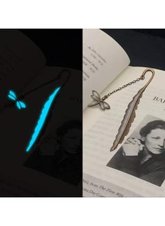 Generic Bookmarks Glow in The Dark Bookmarks Metal Feather Dragonfly Luminous Hooks Women Friend Unique Pretty Beautiful Chakra Separator Apply to Book Lovers Girls Men Adults Kids Book Lover Gift  - Image 3