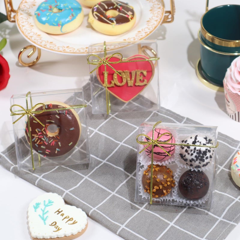 SLShePack 3.3"X3.3"X1.5" 100PCS Clear Chocolate Truffle Boxes for Cookies, Soap, Donuts, Macarons, Mini Bakery, Brownies - Image 3