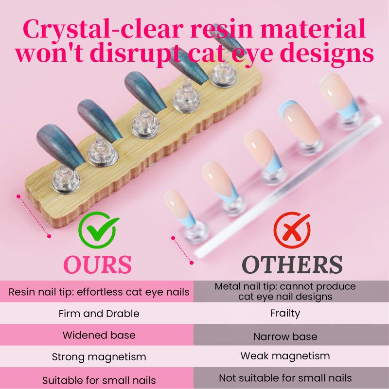 ESUOHYM Nail Stand For Press Ons Tall Extra-High Nail Tip Holder For Painting Art Supplies Magnetic Wood Display With 1 Heart Fake Nail Stands, 200Pcs Double Sided Tape, Decorating Art Accessories Kit - Image 4