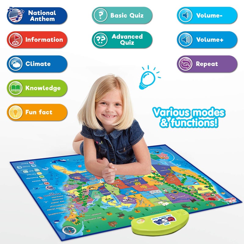 BEST LEARNING i-Poster My USA Interactive Map - Educational Smart Talking Poster Toy for Kids Boy or Girl Ages 5 to 12 Years | Geography Electronic Game Children 5, 6, 7 Years - Image 2