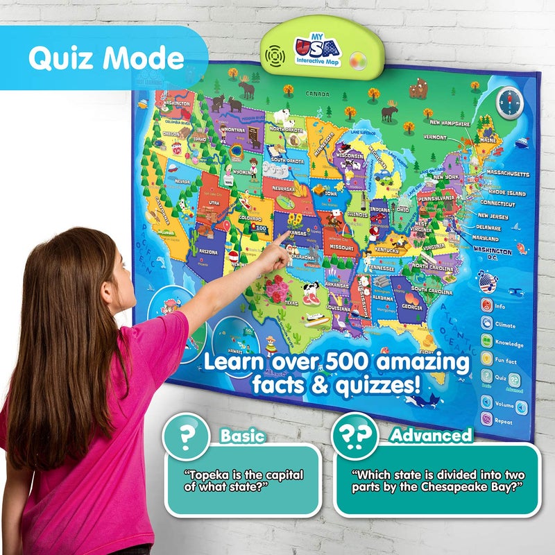 BEST LEARNING i-Poster My USA Interactive Map - Educational Smart Talking Poster Toy for Kids Boy or Girl Ages 5 to 12 Years | Geography Electronic Game Children 5, 6, 7 Years - Image 4