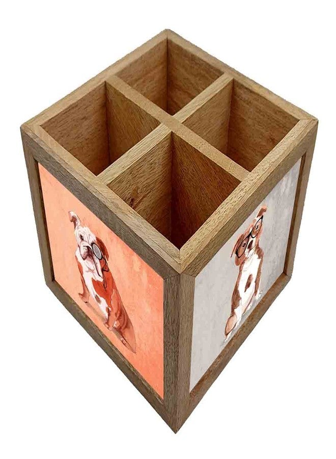 Nutcase Wooden Cutlery Stand Holder Silverware Caddy Spoons Forks Knives Organizer for Dining Table & Kitchen -Made in India-Spoons NOT Included - Hipster Pug - Image 2
