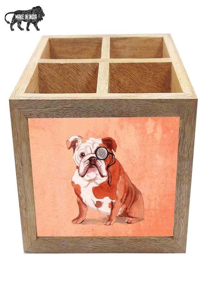 Nutcase Wooden Cutlery Stand Holder Silverware Caddy Spoons Forks Knives Organizer for Dining Table & Kitchen -Made in India-Spoons NOT Included - Hipster Pug - Image 5
