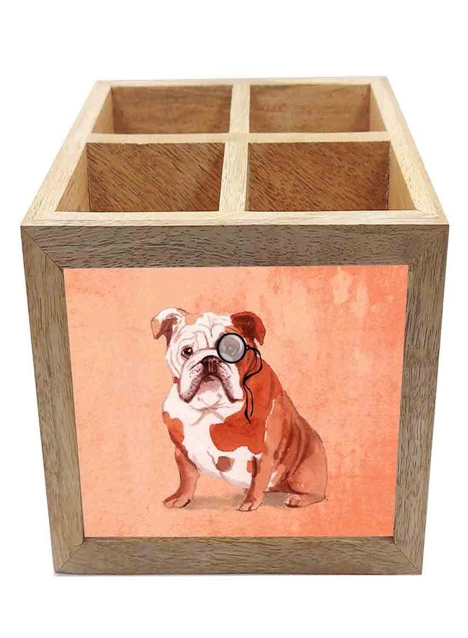 Nutcase Wooden Cutlery Stand Holder Silverware Caddy Spoons Forks Knives Organizer for Dining Table & Kitchen -Made in India-Spoons NOT Included - Hipster Pug - Image 3