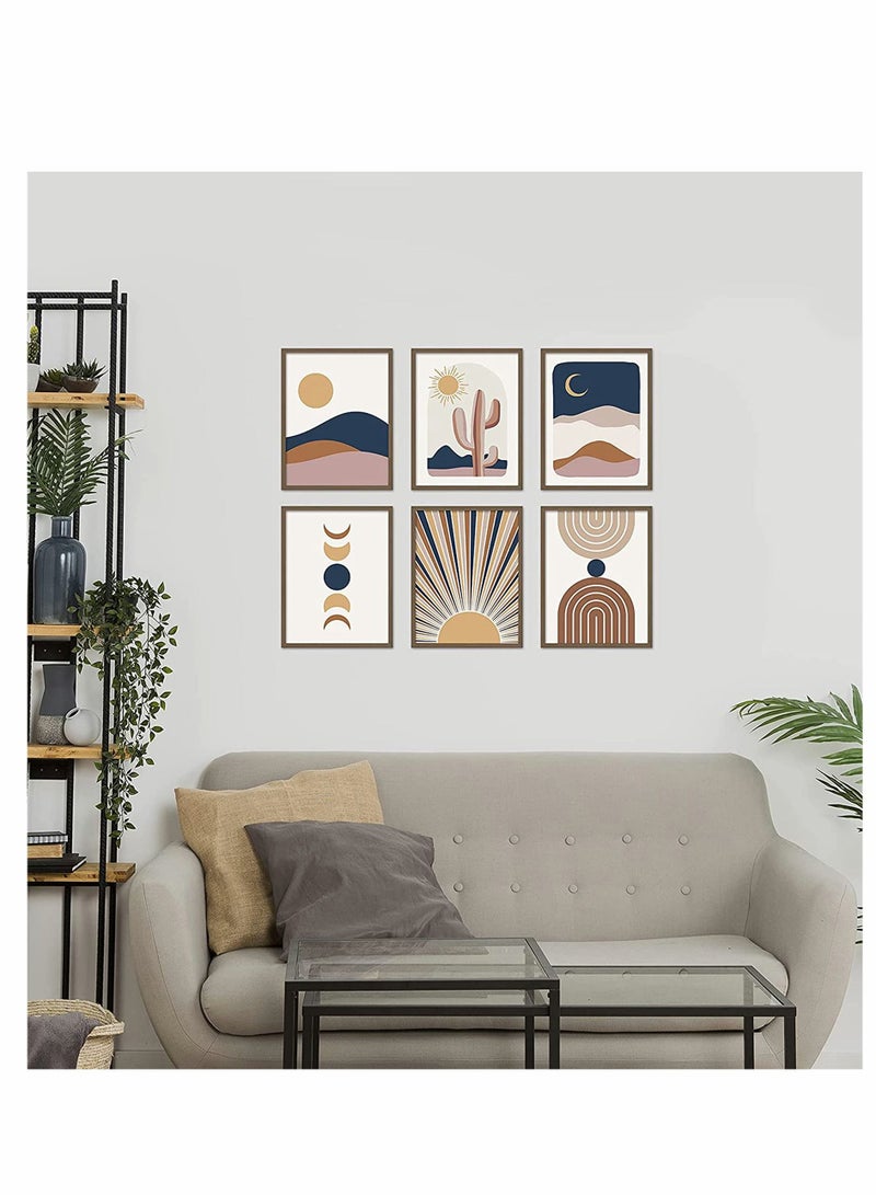 KASTWAVE Wall Art Decor Boho Abstract Minimalist Wall Art Posters Mid Century Modern Prints Sun Moon Desert Bedroom Decor Nature Landscape Painting Canvas No Frame (8x10", 6 Pcs) - Image 4