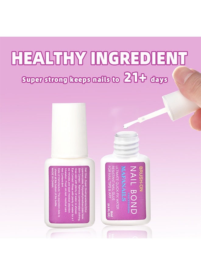 Ocean Super Strong Nail Glue for Nail Tips 8ml, Acrylic Nails and Press On Nails, Nail Bond Brush On Nail Glue for Press On Nails Long Lasting Nail Glue for Acrylic Nails Fake Nails Tips - Image 3