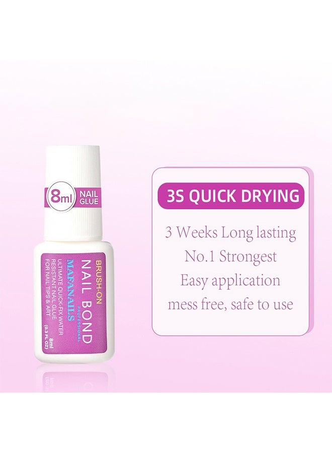 Ocean Super Strong Nail Glue for Nail Tips 8ml, Acrylic Nails and Press On Nails, Nail Bond Brush On Nail Glue for Press On Nails Long Lasting Nail Glue for Acrylic Nails Fake Nails Tips - Image 4