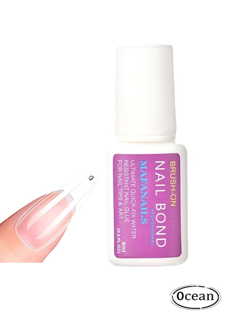 Ocean Super Strong Nail Glue for Nail Tips 8ml, Acrylic Nails and Press On Nails, Nail Bond Brush On Nail Glue for Press On Nails Long Lasting Nail Glue for Acrylic Nails Fake Nails Tips - Image 1