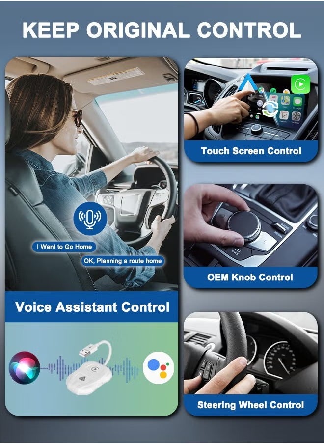 2-in-1 Wireless Apple CarPlay & Android Auto Wireless Adapter, 5.8 GHz Wireless Carplay Dongle for Wired Apple Carplay & Android  - Image 5