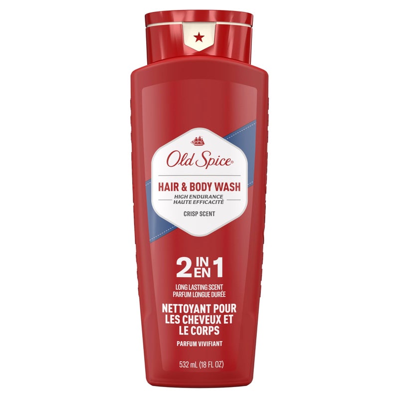 Old Spice High Endurance Hair + Body Wash for Men, Crisp Scent, 18 fl oz - Image 1