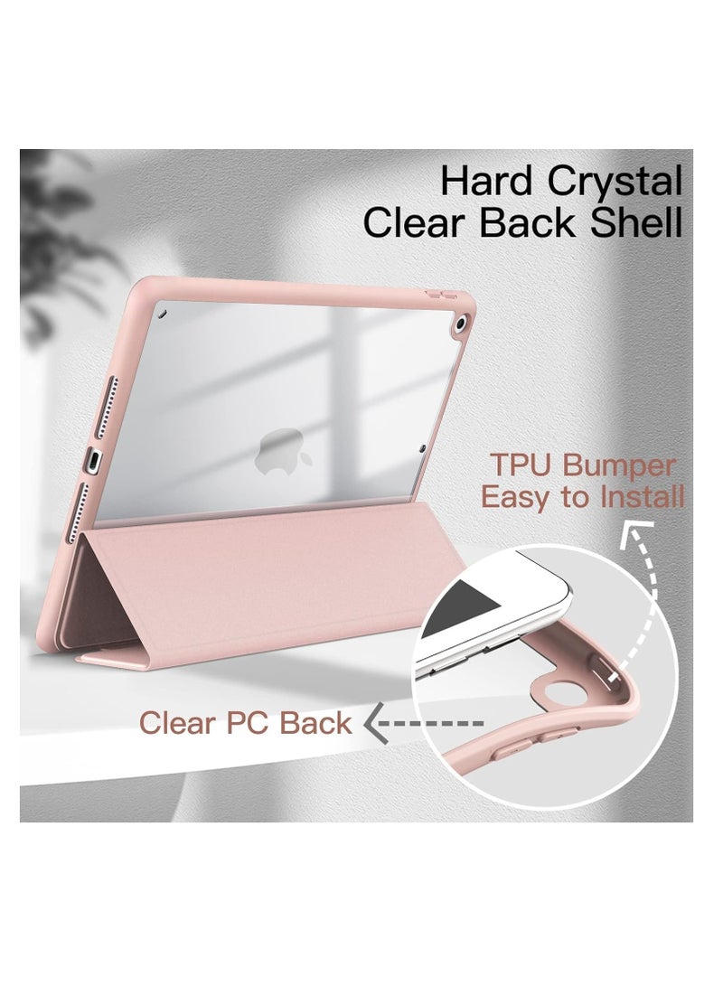 Case Compatible – iPad 10.2-inch (9th/8th/7th Generation, 2021/2020/2019) with Pencil Holder, Clear Transparent Slim Back Case Stand Anti-Shock Tablet Cover (Pink) - Image 3