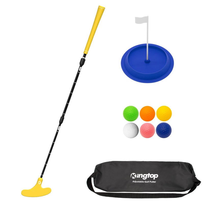 KINGTOP Adjustable Golf Putter â€“ Retractable Shaft, Lightweight Travel Putter with Practice Balls & Putting Cup, Left & Right-Handed Design (Yellow Set) - Image 1