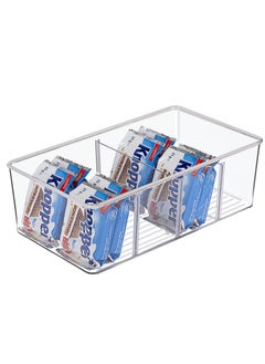 Excefore Food Storage Organizer Bins, Clear Plastic Storage Bins for Pantry, Kitchen, Fridge, and Cabinet Organization, 2 Compartment Holder for Packets, Snacks, Pouches  - Image 1