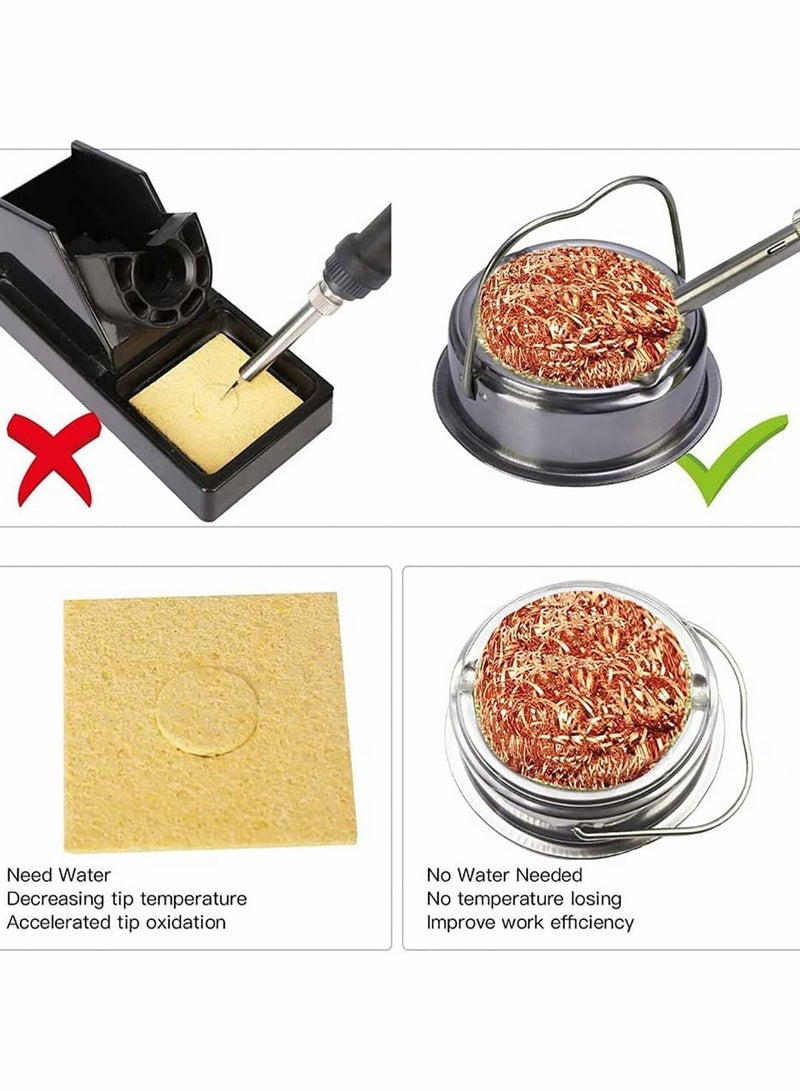 Y&D Soldering Tip Cleaner Solder Cleaning Wire and Holder Soft Coiled Brass Ball Kit, Wipe the Iron with Clean Copper Ball, No Water is Needed - Image 3