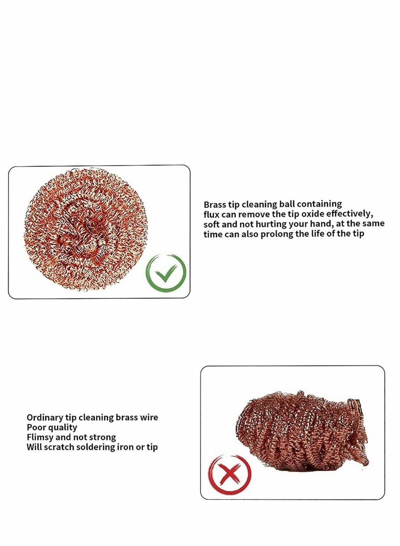 Y&D Soldering Tip Cleaner Solder Cleaning Wire and Holder Soft Coiled Brass Ball Kit, Wipe the Iron with Clean Copper Ball, No Water is Needed - Image 2