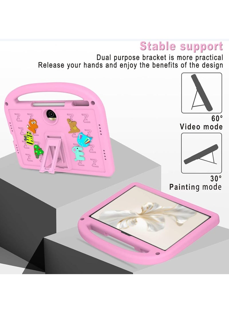 VKL Kids Case Compatible with Honor Pad 9 12.1Inch 2024, Cute Full Body Protective Cover with Handle Stand, Lightweight Shockproof Cover with Shoulder Strap Kickstand for Honor Pad 9 2024 (Pink) - Image 3