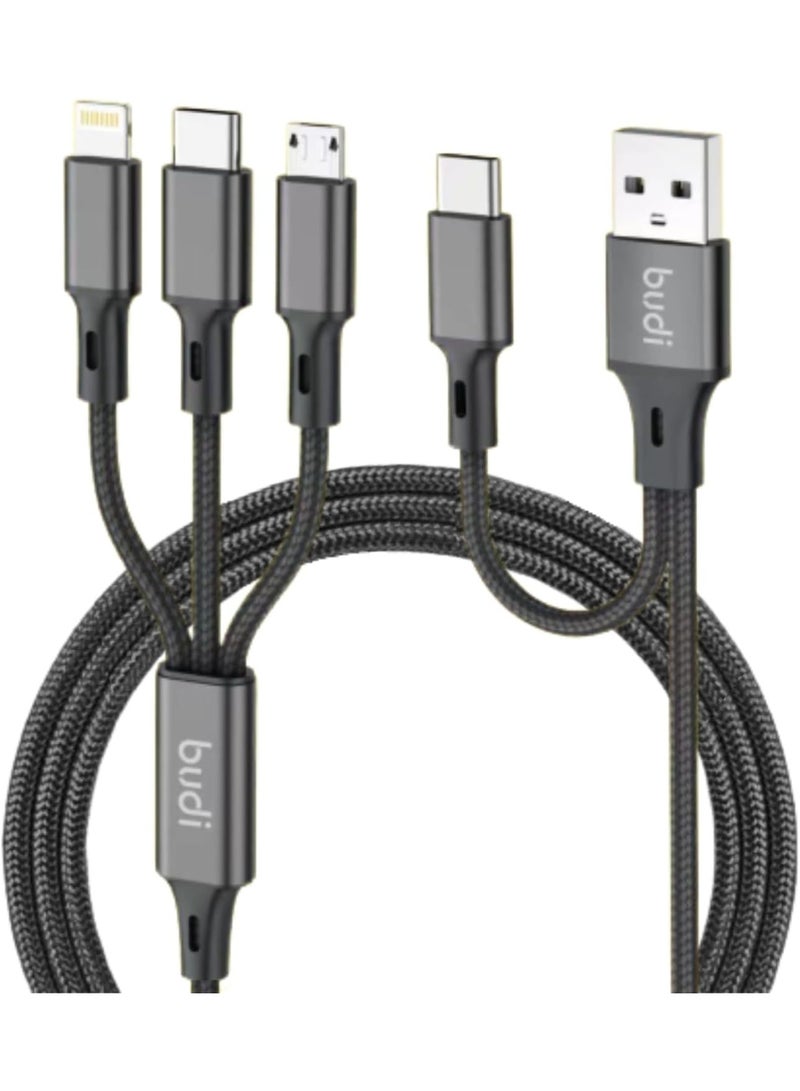 Budi 6-in-1 Multi Charging Cable, 1.2M (4FT), 2.4A Fast Charge, USB-A to Lightning/USB-C/Micro USB, USB-C to USB-C/Lightning/Micro USB - Image 2