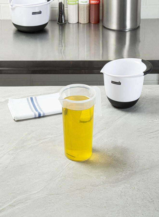 ريستورنت وير أكواب قياس للمطاعم، عبوة من 10 أكواب قياس مخروطية الشكل بسعة 1 كوارت، أوعية قياس السوائل بمقبض على شكل حرف I، تدريجات بارزة، شفافة، مقاومة للكسر والتشقق، مثالية للخبز - Image 3